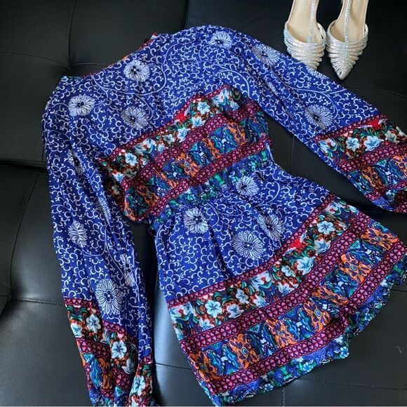 MISSGUIDED BLUE BOHO ROMPER - Picture 3 of 8